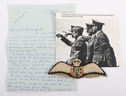 WW2 RAF Pilots Wings of Air Vice Marshal Stanley F Vincent with Provenance Letter