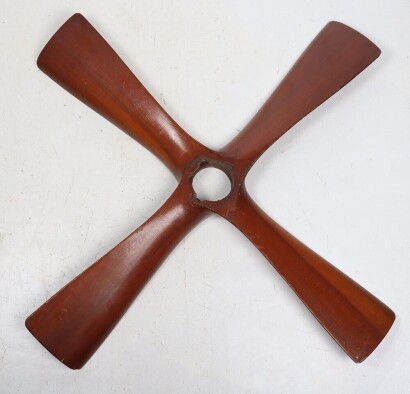Small British Wooden Four Blade Propeller.
