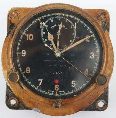 WW2 RAF 8 Day 'Time of Trip' Aircraft Clock, Spitfire Etc.