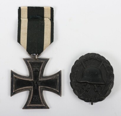 Imperial German 1914 Iron Cross 2nd Class and Wound Badge Group