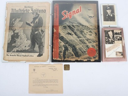 WW2 Luftwaffe Night Fighter Ace 'Helmut Eberspaercher' Signature and Related Paperwork.