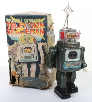 Boxed Alps battery operated Tinplate Television Spaceman, Japanese 1960s - 2