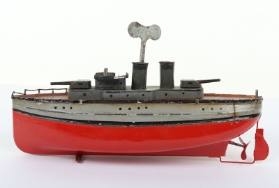 German Tinplate Two Funnel gun boat