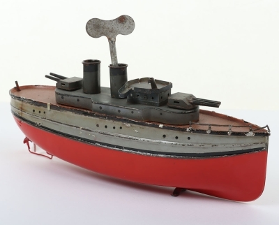 German Tinplate Two Funnel gun boat - 3