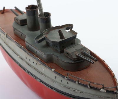 German Tinplate Two Funnel gun boat - 7