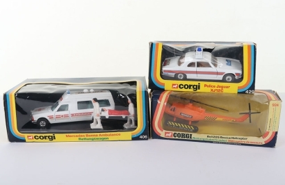 Three Vintage Corgi Emergency Vehicles