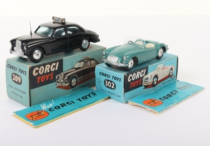 Two Vintage Early Blue Boxed Corgi Toys Cars