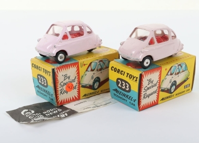 Two Vintage Boxed Corgi Toys 233 Heinkel 1 Economy Cars