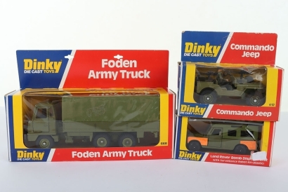 Three Vintage Later issue Boxed Military Dinky Toys