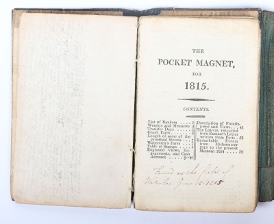 Regimentally Important Waterloo Medal to a Surgeon in the 44th (East Essex) Regiment of Foot accompanied by his pocket diary for the year 1815 - 8