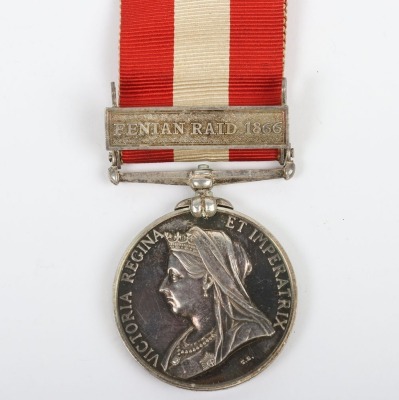 Victorian Canada General Service Medal for the 1866 Fenian Raid to an Ensign in the 17th Foot