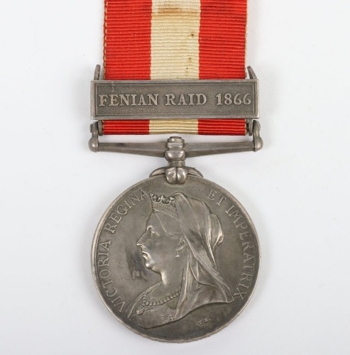 Victorian Canada General Service Medal for the 1866 Fenian Raid to the Sandwich Infantry Company.