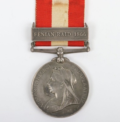Victorian Canada General Service Medal for the 1866 Fenian Raid to the Sandwich Infantry Company.