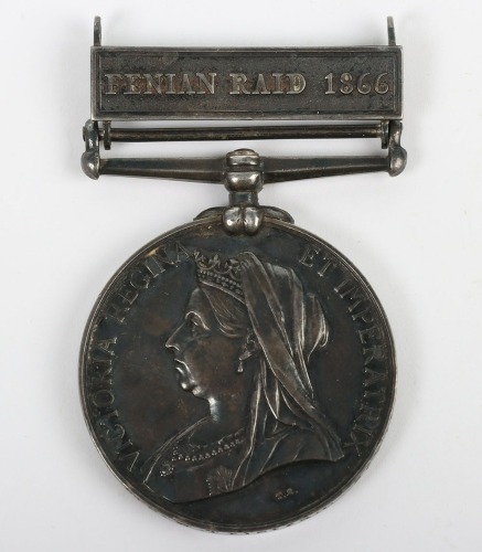 Victorian 1866 Fenian Raid Canada General Service Medal to the Royal Fusiliers