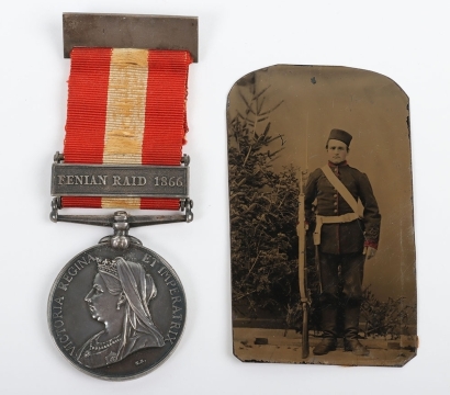 Victorian Canada General Service Medal with an original uniform tin-type photograph of the recipient who served with the London Light Infantry.