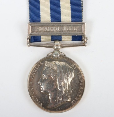 Egypt medal 1882-89, to the 3rd Battalion Grenadier Guards with Suakin 1885 clasp. Renamed to 8866 Pte Frederick Brett, 3rd Battalion Grenadier Guards