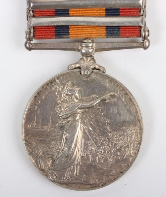 Queens South Africa Medal to the 1st Battalion Royal Dublin Fusiliers, with five clasps: South Africa 1901, Transvaal, Laing's Nek, Orange Free State and Relief of Ladysmith. Engraved to 3078 Pte C. Lowe, 1st Battalion Royal Dublin Fusiliers. Ghost dates - 5