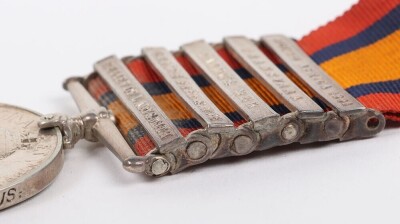 Queens South Africa Medal to the 1st Battalion Royal Dublin Fusiliers, with five clasps: South Africa 1901, Transvaal, Laing's Nek, Orange Free State and Relief of Ladysmith. Engraved to 3078 Pte C. Lowe, 1st Battalion Royal Dublin Fusiliers. Ghost dates - 7