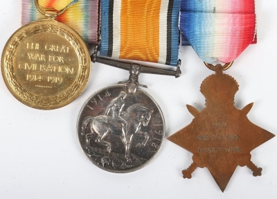 Great War 1914 Star trio of medals with Memorial Plaque to a member of the Northumberland Fusiliers who was killed in action on 31st December 1914. - 3