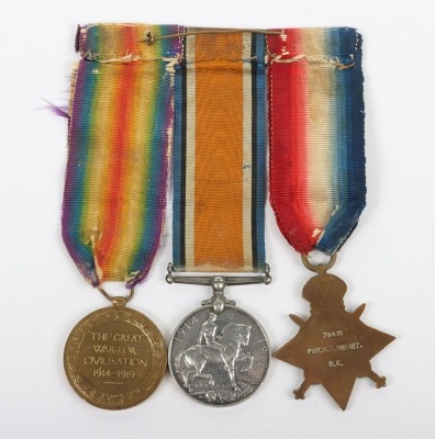 First World War British Medal Trio comprising of 1914-15 Star, British War Medal and British Victory medal. Impressed to 78431 Pnr. A.C. Wright, Royal Engineers Also served with the service number 1223 - 3