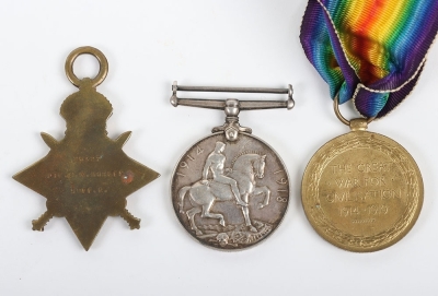 Great War Suffolk Regiment 1914-15 trio of medals to a recipient who was killed in action whilst serving with the Cambridgeshire Regiment in 1918 - 2