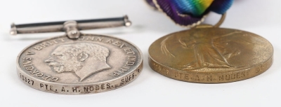 Great War Suffolk Regiment 1914-15 trio of medals to a recipient who was killed in action whilst serving with the Cambridgeshire Regiment in 1918 - 3