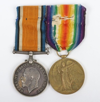 First World War British medal pair comprising of British War Medal and British victory medal impressed to 201634 Pte. George Henry Stubbs, 4th Battalion, Hampshire Regiment