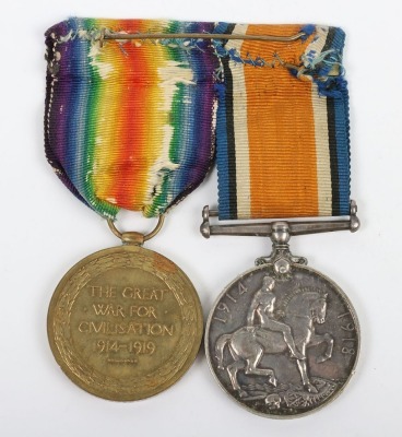 First World War British medal pair comprising of British War Medal and British victory medal impressed to 201634 Pte. George Henry Stubbs, 4th Battalion, Hampshire Regiment - 3