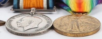 First World War British Military Medal Gallantry medal group of four, to the Royal Field Artillery. Comprising of GRV Military Medal, 1914-15 Star, British War Medal and British Victory medal. Impressed to 87233 Corporal Bertrum Albert Butcher MM, Trench - 7