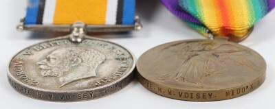 First World War Medal Trio to the Middlesex Regiment. Comprising of 1914-15 Star, British War Medal and British Victory Medal. Impressed to G-7610 Pte Hubert Mark Voisey, Middlesex Regiment - 4