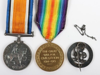 First World War British Medal Pair to the Royal Hampshire Regiment. Comprising of British War medal and Victory medal. Impressed to 21739 Pte, Alfred William Fletcher, The Royal Hampshire Regiment together with Silver Wound Badge No.434222.Wounded 29th Oc - 2