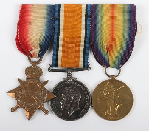 First World War British Medal Trio to the 3rd Battalion Duke of Cambridge's Own (Middlesex) Regiment. Comprising of 1914-15 Star, British War Medal and British Victory medal. Impressed to G-9060 Pte. Henry Edward Warwick, Middlesex Regiment.Wounded in act