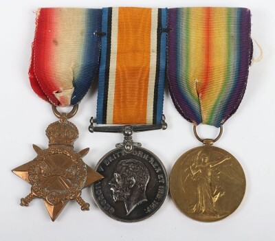 First World War British Medal Trio to the 3rd Battalion Duke of Cambridge's Own (Middlesex) Regiment. Comprising of 1914-15 Star, British War Medal and British Victory medal. Impressed to G-9060 Pte. Henry Edward Warwick, Middlesex Regiment.Wounded in act