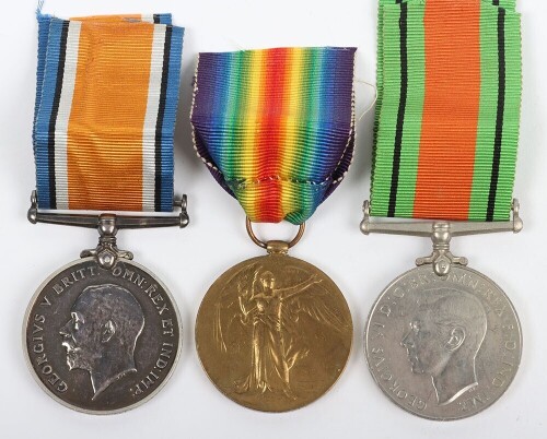 First and Second World War British Medal trio to the Royal Hampshire Regiment. Comprising of British War Medal, British Victory Medal and Second World War Defence Medal. Impressed to 202337 Pte. William James Godsell, The Royal Hampshire Regiment. (3)Gods