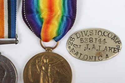 First World War British Medal Trio to the Royal Engineers comprising of 1914-15 Star, British War Medal and British Victory Medal. Impressed to 1238 Dvr John A Laker, Royal Engineers (3)Laker also served with the service number: 538144 - 3