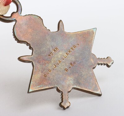First World War British Medal Trio to the Royal Engineers comprising of 1914-15 Star, British War Medal and British Victory Medal. Impressed to 1238 Dvr John A Laker, Royal Engineers (3)Laker also served with the service number: 538144 - 5