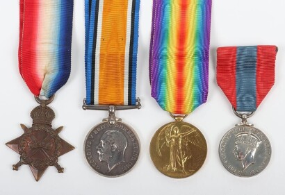 First World War British POW Imperial Service medal group of Four to the 8th (City of London)( Post Office Rifles Battalion) London Regiment. Comprising of GRVI Imperial Service Medal, 1914-15 Star, British War Medal and British Victory Medal, impressed to