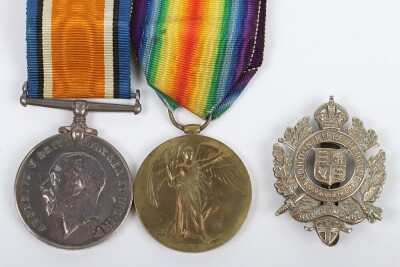 First World War British Medal Pair to 19th Battalion London Regiment comprising of British War medal and British Victory Medal impressed to 4966 Pte Charles Alexander Higgs 19th Battalion (St. Pancras) London Regiment. Together with London Rifle Brigade c - 2