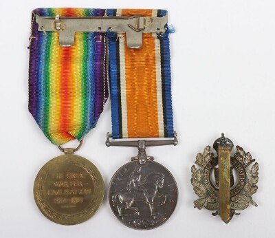 First World War British Medal Pair to 19th Battalion London Regiment comprising of British War medal and British Victory Medal impressed to 4966 Pte Charles Alexander Higgs 19th Battalion (St. Pancras) London Regiment. Together with London Rifle Brigade c - 3