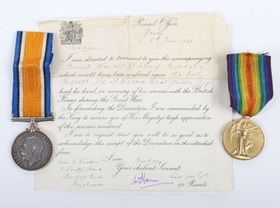 April 1917 Killed in Action Medal Pair to the East Yorkshire Regiment.