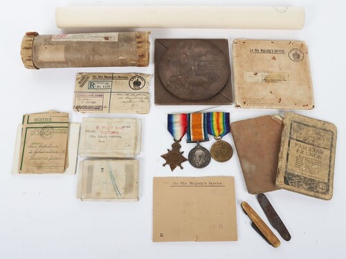 Great War Family Grouping, Including Memorial Plaque and Pair to 221198 Gunner Hopkins, Royal Field Artillery, Died of Wounds, 1918.