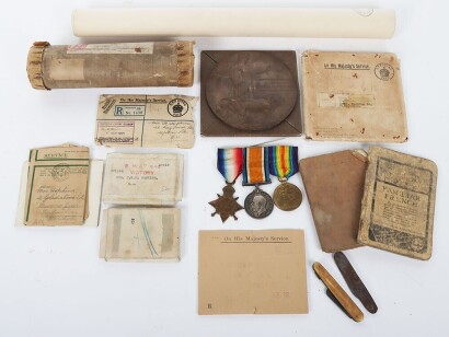 Great War Family Grouping, Including Memorial Plaque and Pair to 221198 Gunner Hopkins, Royal Field Artillery, Died of Wounds, 1918.