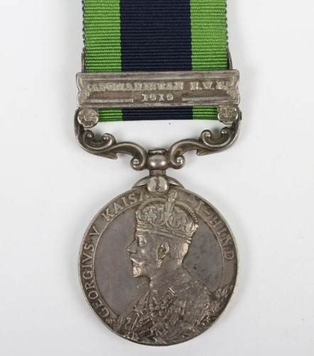 GRV Indian General Service medal to 1/5th Battalion Hampshire Regiment with Afghanistan North West Frontier 1919 clasp impressed to 241404 Acting Corporal Albert Frederick Adams, 1/5th Hampshire Regiment. Adams also served with the Service number 3094