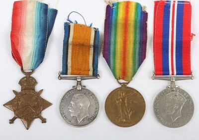 First and Second World War British Medal Group of Four to the 1/8th Battalion (City of London) (Post office Rifles) London Regiment. Comprising of 1914-15 Star, British War Medal, Victory Medal and 1939-45 War medal. Impressed to 1315 Acting Corporal Regi