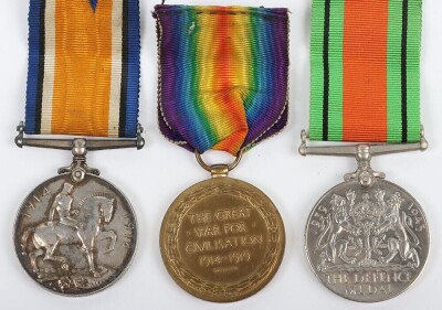 First and Second World War British Medal Trio to the Royal Naval Volunteer Reserve (Anson Battalion) and Isle of Wight Rifles. Comprising of British War Medal and British Victory Medal and Defence Medal. Impressed to PZ 1729 Cecil S Dennes A.B. Royal Nava - 2