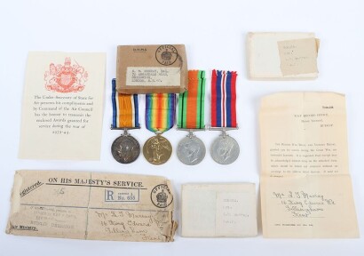 First and Second World War Family medal group to the RAF to include First World War Medal Pair: British War Medal and British Victory Medal impressed to 290030 Sjt Leonard Thomas Murray, Royal Navy and RAF in original boxes. Together with Second World War
