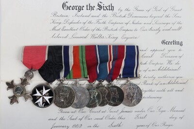 The impressive Second World War MBE, with later Kings Police Medal, Police long service group of 8 to the Assistant Chief Constable of the Norfolk Constabulary.