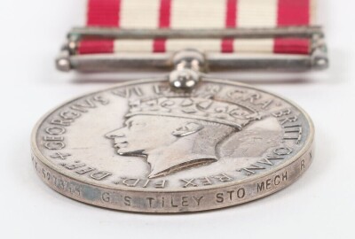 GRVI Naval General service medal with Minesweeping 1945-51 clasp. Impressed to P/KX 527355 G.S. Tiley, Stoker Mechanic, Royal Navy - 4