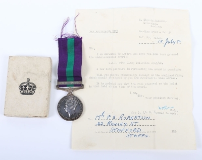 Post War Palestine campaign medal to the Royal Corps of Signals.