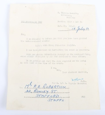 Post War Palestine campaign medal to the Royal Corps of Signals. - 2